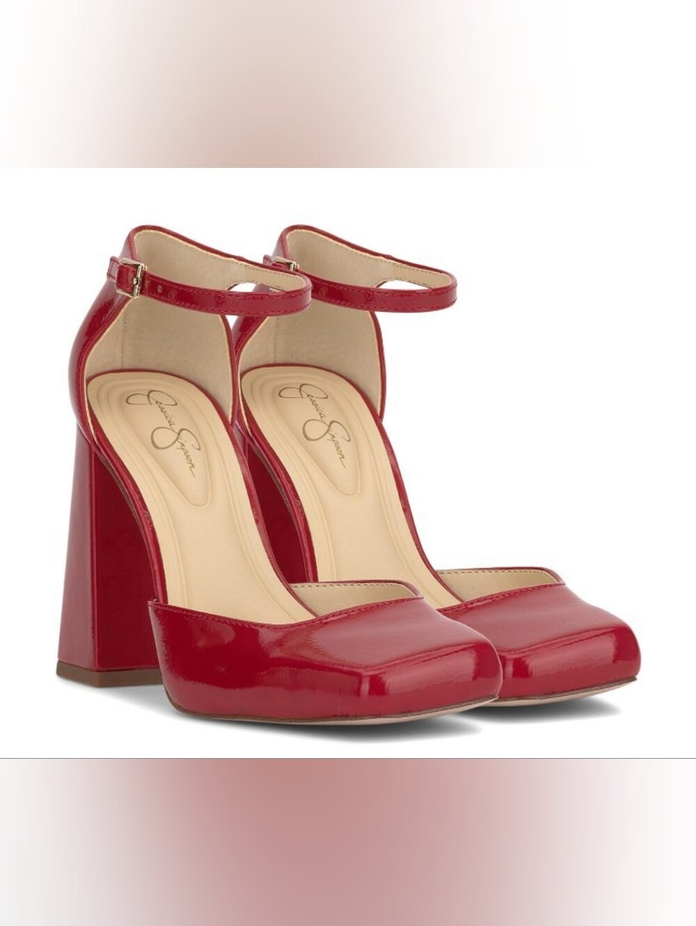 Jessica Simpson Womens Lollah Ankle Strap Block Heel Pump
